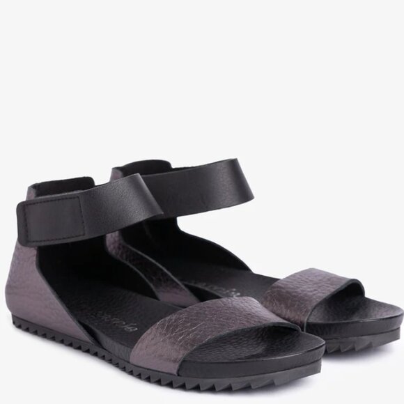 Pedro Garcia Jalila Leather Sandals Color Antracite Cervo Lame